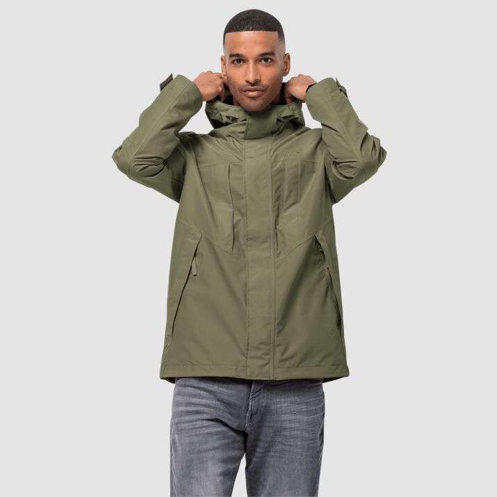 Jack Wolfskin Mens Baldock Hardshell Jacket Olive 136028VIX